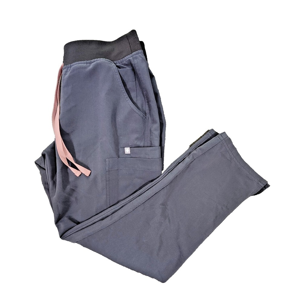 Figs Technical Collection Scrub‎ Pants Gray Pink Drawstring W23SW2018P M Petite